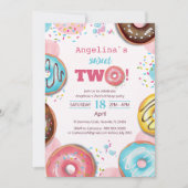 A vibrant 2nd birthday invitation with donuts.  einladung (Vorderseite)