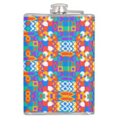 A vibrant flask featuring a colorful geometric  flachmann (Rückseite)