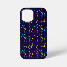A vibrant iPhone case with a dark blue background