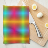 A vibrant, plaid-patterned fabric in rainbow color geschirrtuch (Viertel Falte)