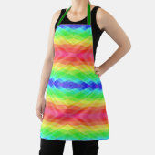 A vibrant, rainbow-patterned apron with green  schürze (InSitu)
