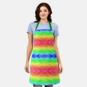 A vibrant, rainbow-patterned apron with green  schürze (Getragen)