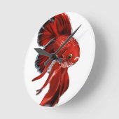 A vibrant red betta fish swimming. runde wanduhr (Winkel)