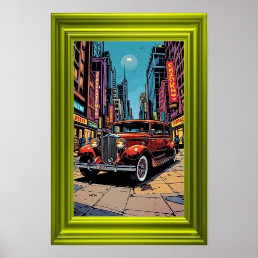 A vibrant retro-style artwork featuring a classic poster (Vorne)