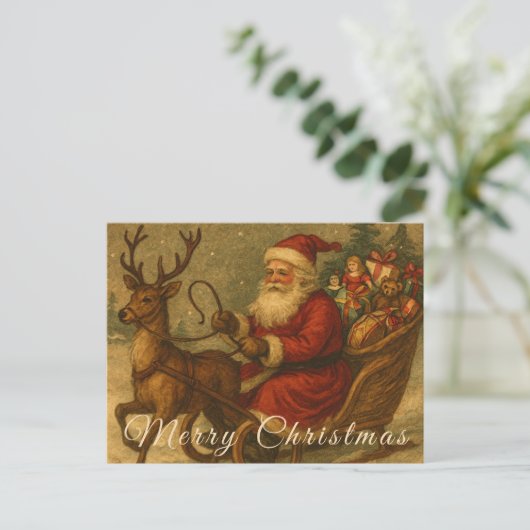 A Victorian Christmas Sleigh Ride with St. Nick Postkarte (Stehend Vorderseite)