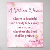 A Victorious Woman Proverbs 31 Christian Floral Poster (Vorne)