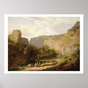 A View of Cheddar Gorge (oil on canvas) Poster