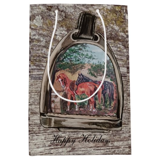 a view through a stirrup  mittlere geschenktüte (Vorderseite)