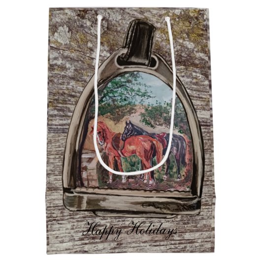 a view through a stirrup  mittlere geschenktüte (Rückseite)