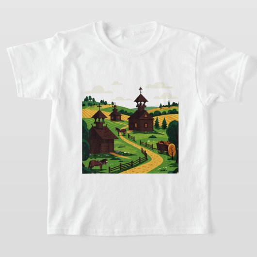 A village drawn in an illustration style T-Shirt (Ablage )