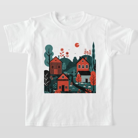 A village drawn in an illustration style T-Shirt (Ablage )