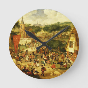 A Village Fair Runde Wanduhr