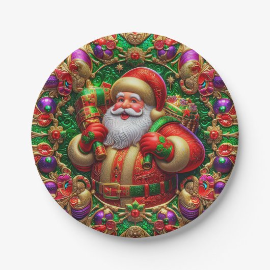 A VINTAG SANTA ~ NIEDLICH ~ PAPPTELLER (Vorderseite)