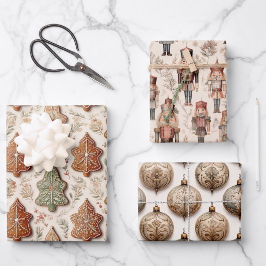 A Vintage Christmas Season Geschenkpapier Set (Vorderseite)