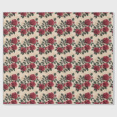 A Vintage Crimson Roses  Geschenkpapier (Flach)