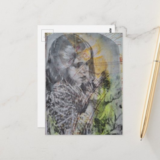 A Vintage Girl Catching Butterflies Postkarte (Vorderseite/Rückseite Beispiel)