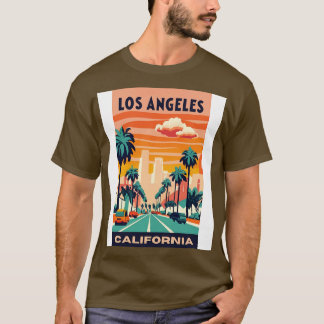 A Vintage Travel Art von Los Angeles Kalifornien U T-Shirt