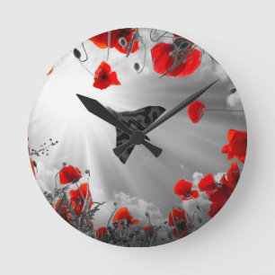 A Vulcan Poppy Red Runde Wanduhr