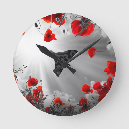 A Vulcan Poppy Red Runde Wanduhr (Vorderseite)