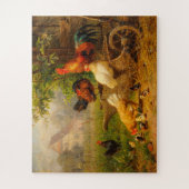 A Watchful Eye Carl Jutz 1916 Farmyard Rooster Puzzle (Vertikal)
