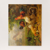 A Watchful Eye Carl Jutz 1916 Farmyard Rooster Puzzle (Vertikal)