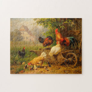 A Watchful Eye Carl Jutz 1916 Farmyard Rooster Puzzle