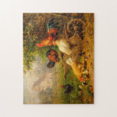 A Watchful Eye Carl Jutz 1916 Farmyard Rooster Puzzle (Vertikal)