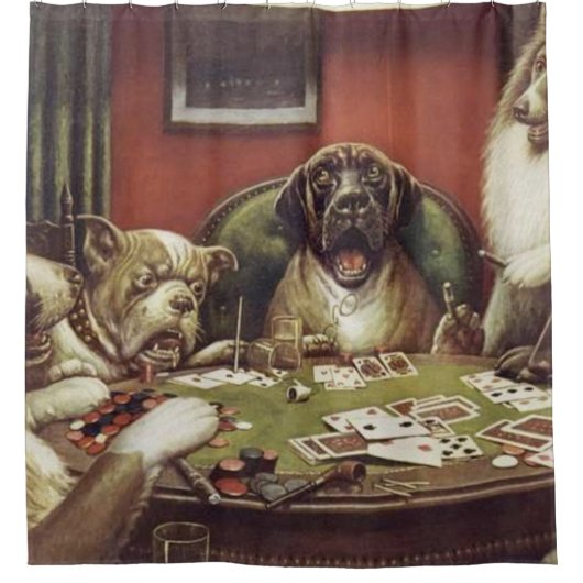 A Waterloo - Dogs Playing Poker - Cassius Coolidge Duschvorhang (Vorderseite)