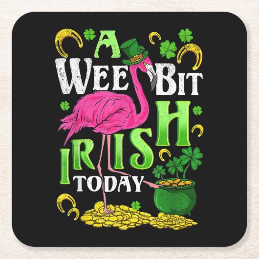 A Wee Bit Irish Heute St Patricks Day Flamingo Rechteckiger Pappuntersetzer (Vorderseite)