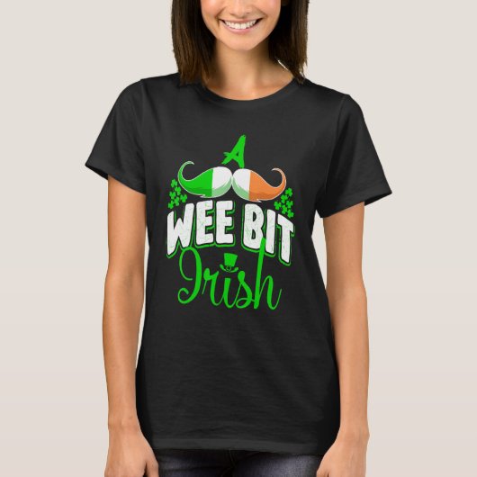 A Wee Bit Irish Shamrock Flag Snarky St Patricks D T-Shirt (Vorderseite)