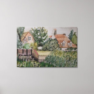 A Weir at Sandwich, England, Watercolor Leinwanddruck