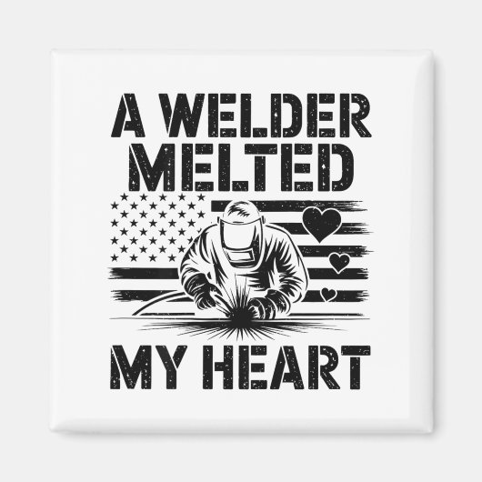 A Welder Melted My Heart Valentine Day On Ck Wel  Magnet (Vorne)