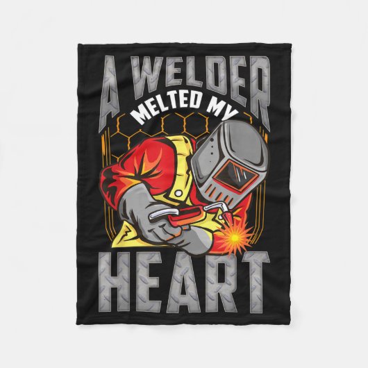 A Welder Melted My Heart Valentine Wife Girlfriend Fleecedecke (Vorderseite)