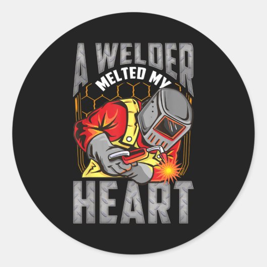 A Welder Melted My Heart Valentine Wife Girlfriend Runder Aufkleber (Vorderseite)