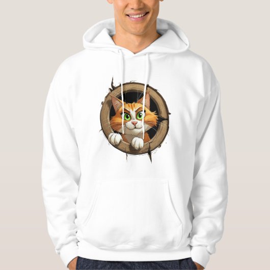 A Whimsical Cartoon Cat with Bright Green Eyes Pee Hoodie (Vorderseite)