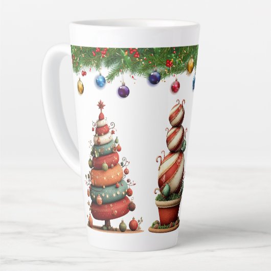A Whimsical Christmas Topiary Trees Milchtasse (Linke Ecke)