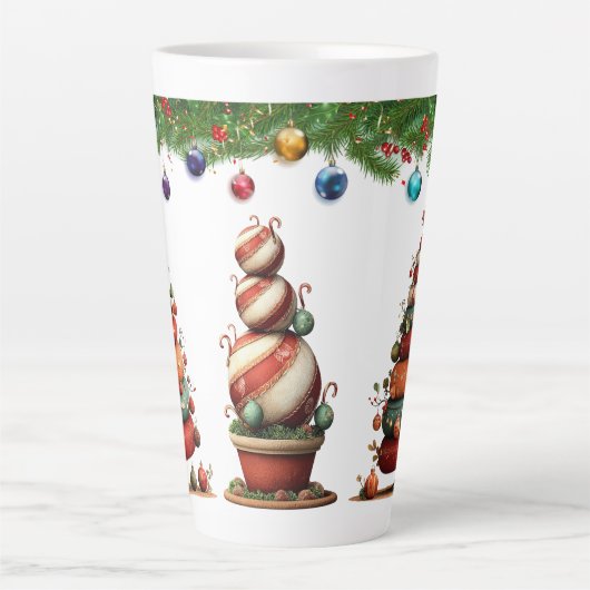 A Whimsical Christmas Topiary Trees Milchtasse (Vorderseite)