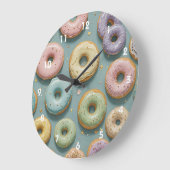 A Whimsical Pastel Donut Dream Große Wanduhr (Winkel)