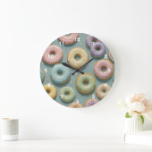A Whimsical Pastel Donut Dream Große Wanduhr (Zuhause)