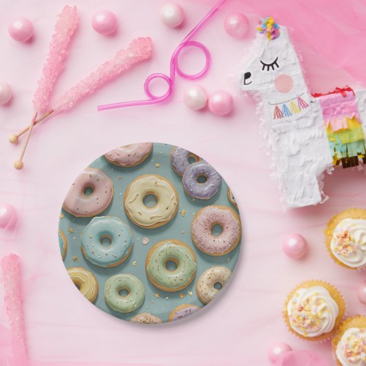 A Whimsical Pastel Donut Dream Pappteller (Party)