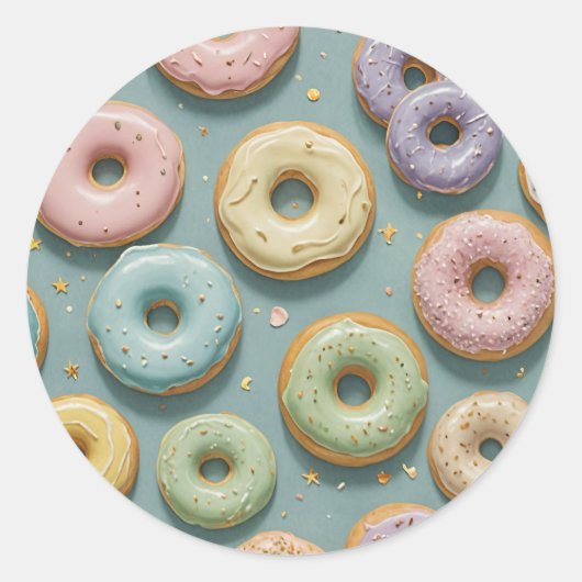 A Whimsical Pastel Donut Dream Runder Aufkleber (Vorderseite)