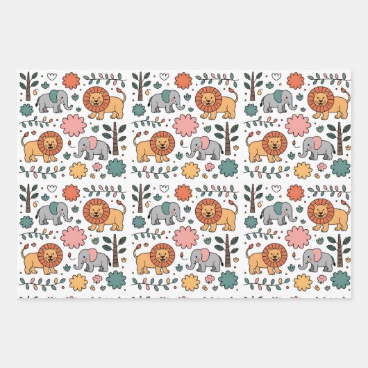 A whimsical pattern featuring playful lions geschenkpapier set (Vorderseite)