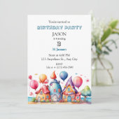 A Whimsical Village of Balloon Einladung (Stehend Vorderseite)