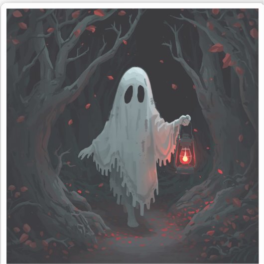 A white ghost holding a red lantern in a hamfores aufkleber (Vorderseite)