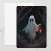 A white ghost holding a red lantern in a hamfores einladung (Vorne/Hinten)