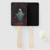 A white ghost holding a red lantern with red leave fächer (Vorne und Hinten)