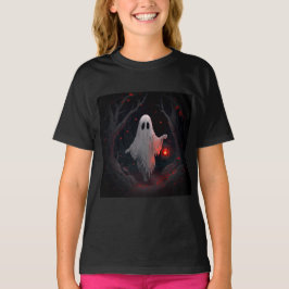 A white ghost holding a red lantern with red leave T-Shirt