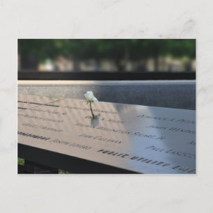 A white rose on Ground Zero Memorial Postcard Postkarte