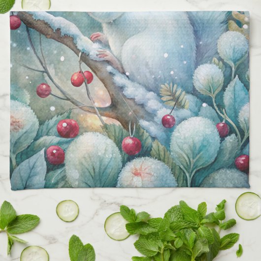 A White Squirrel Geschirrtuch (Gefaltet)