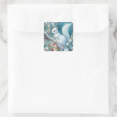 A White Squirrel Quadratischer Aufkleber (Tasche)